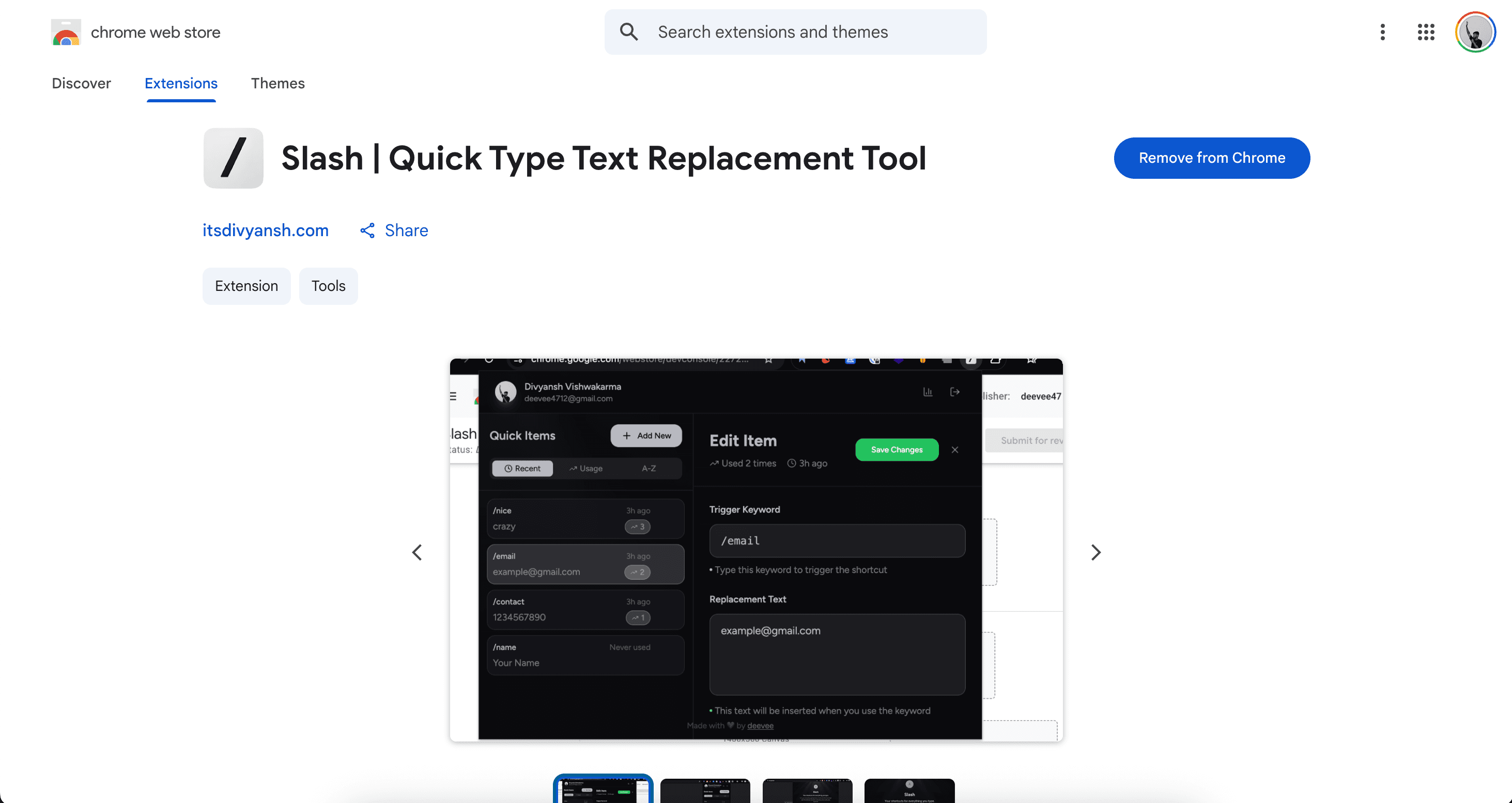 Slash | Quick Type Text Replacement Tool